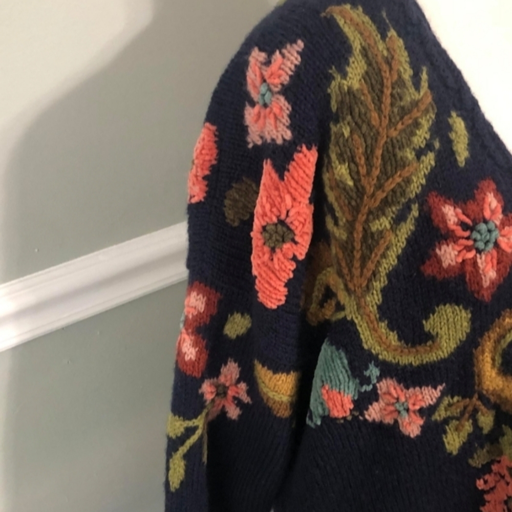 Vintage 1980s 1990s Laura Ashley Chunky Floral Cottagecore Cardigan - Picture 3 of 8